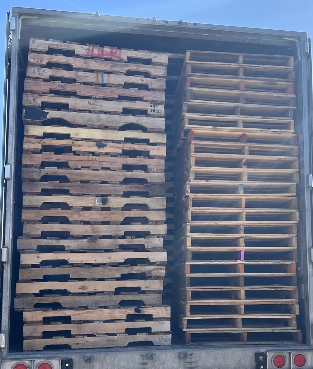 Pallet delivery loaded trailer for warehouse supply