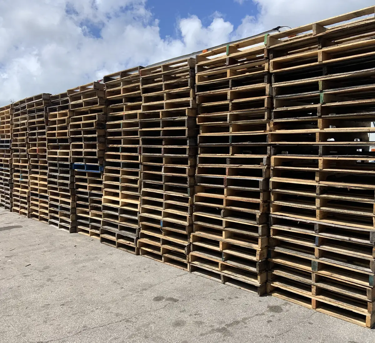 Pallet inventory wall stacked at warehouse